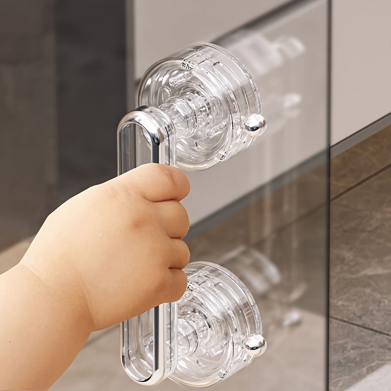 Plastic Suction Cup Handle for Bathroom, Multifunctional Shower Grip Bar, No-Drilling Installation, Wet Area Compatible, Versatile Use for Kitchen Fridge