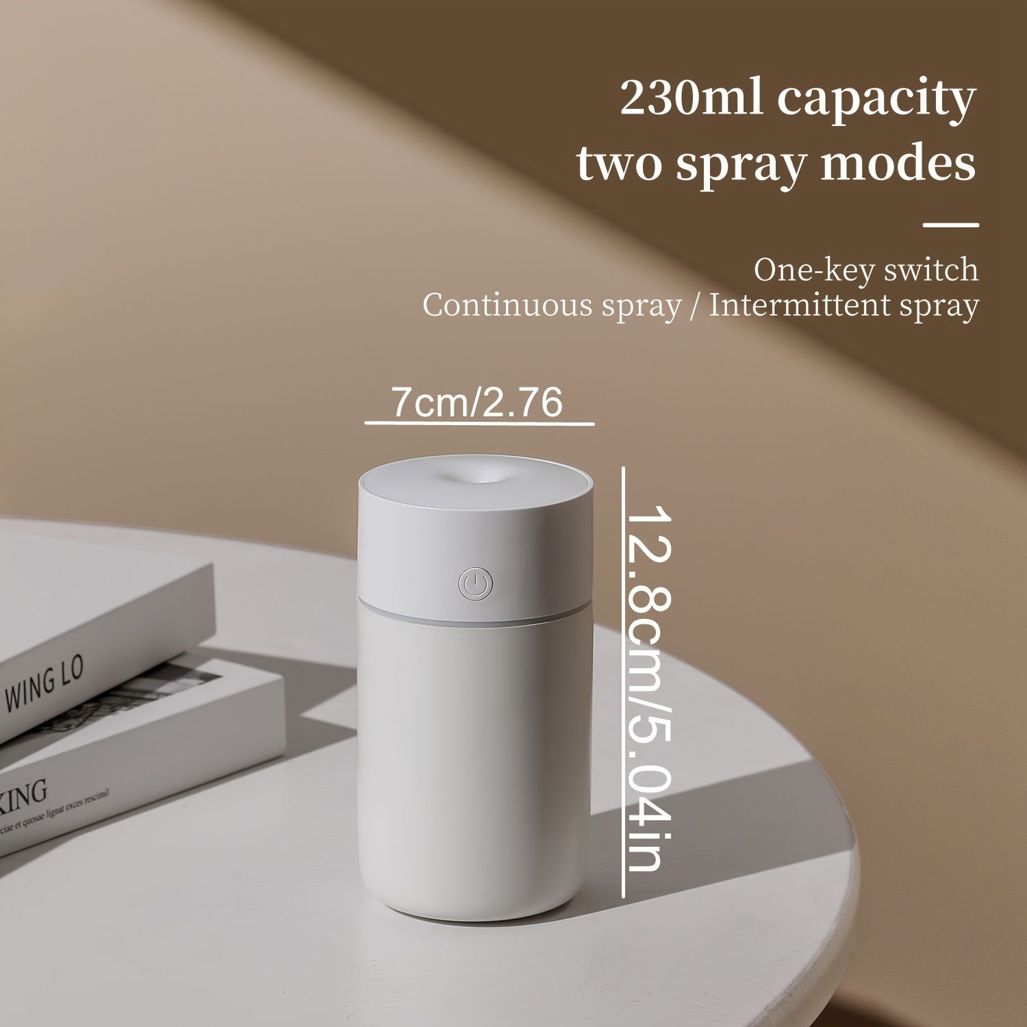 Wireless Cold Mist Room Air Humidifier, 1200mAh Portable Soundwave technology Bedroom Humidifier