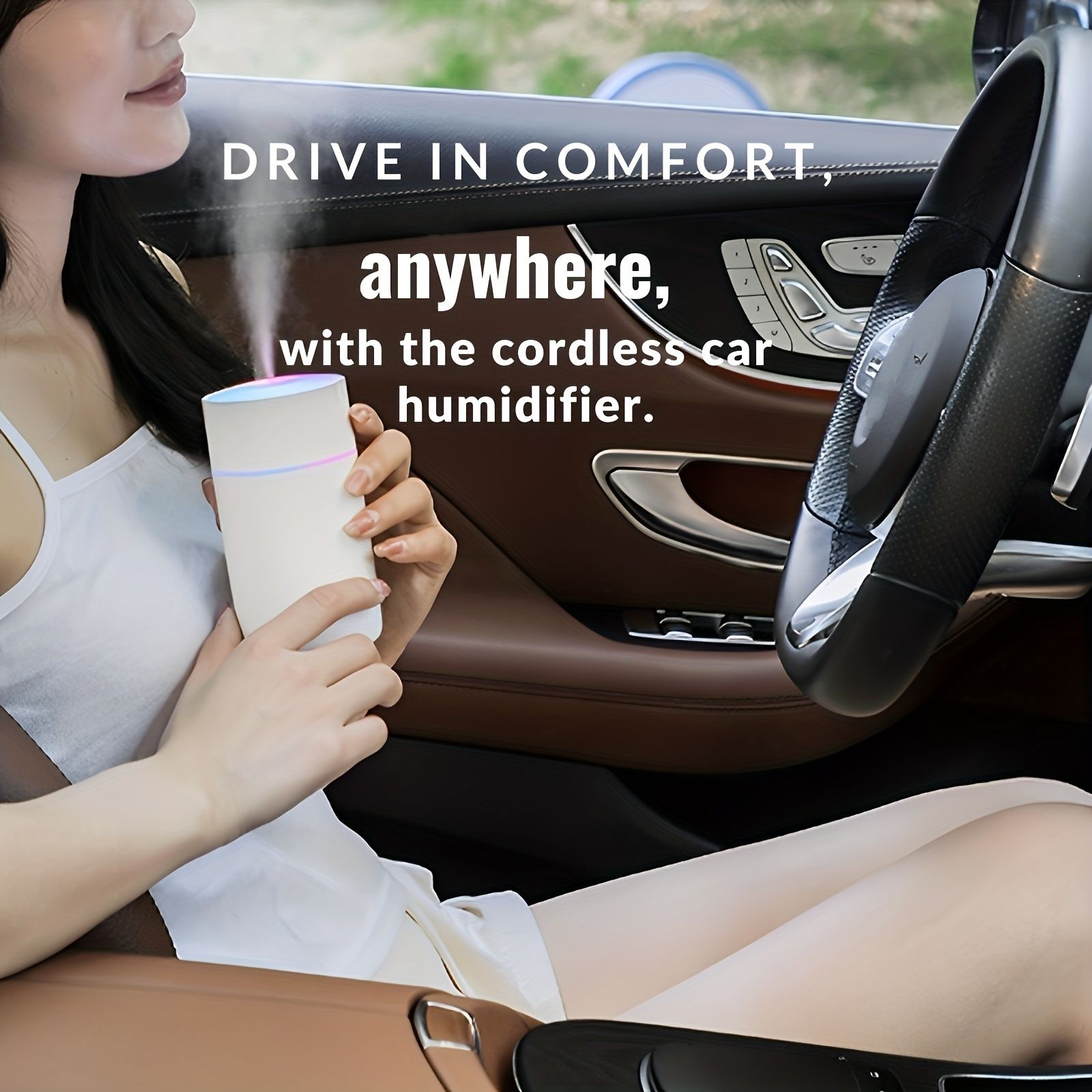 Wireless Cold Mist Room Air Humidifier, 1200mAh Portable Soundwave technology Bedroom Humidifier