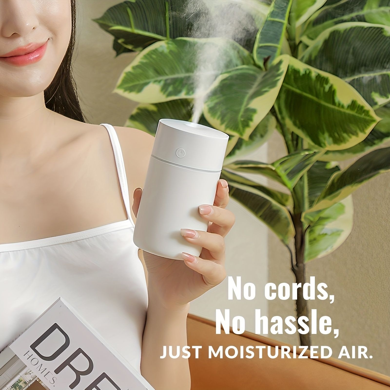 Wireless Cold Mist Room Air Humidifier, 1200mAh Portable Soundwave technology Bedroom Humidifier