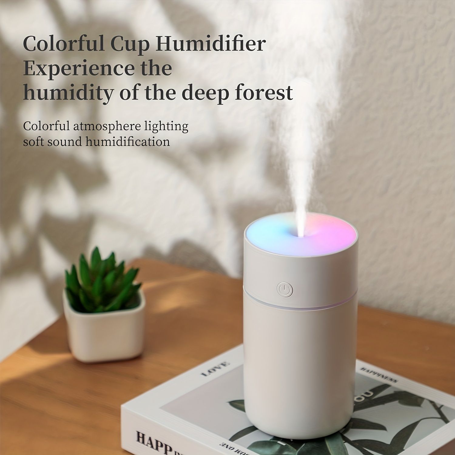 Wireless Cold Mist Room Air Humidifier, 1200mAh Portable Soundwave technology Bedroom Humidifier