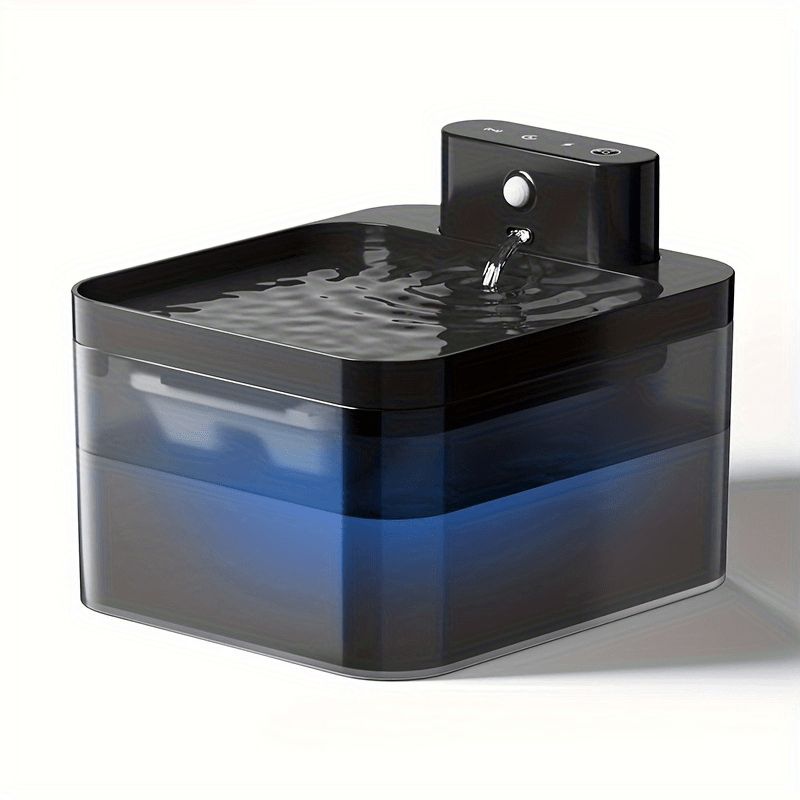 2.2L Automatic Pet Water Dispenser for Cats & Small Dogs - Smart Gravity-Fed Fountain with 2000mAh Rechargeable Battery, Ultra-Quiet USB/Battery Powered, Modern Black & Blue Design, Durable Plastic