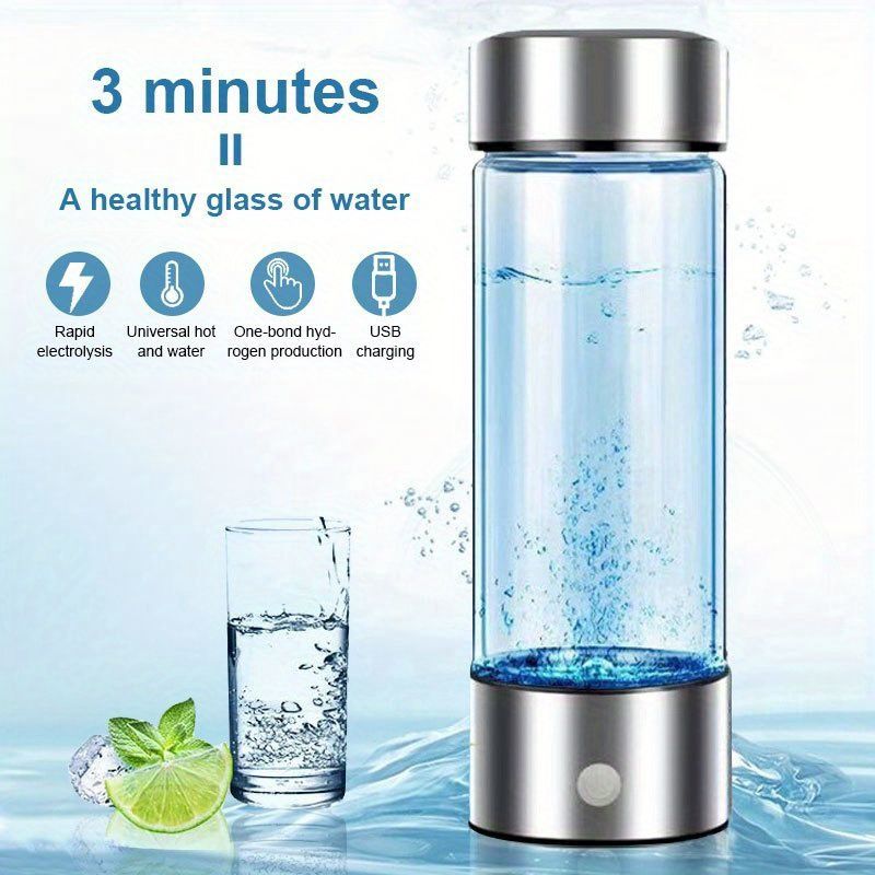 Portable Hydrogen-Rich Water Cup Generator, 420ml Hydrogen Water Bottle, Rechargeable Hydrogen Rich Water Glass Health cup, Hydrogen Generator Water Cup Filter Ionizer Maker, Water Machine Ionizer