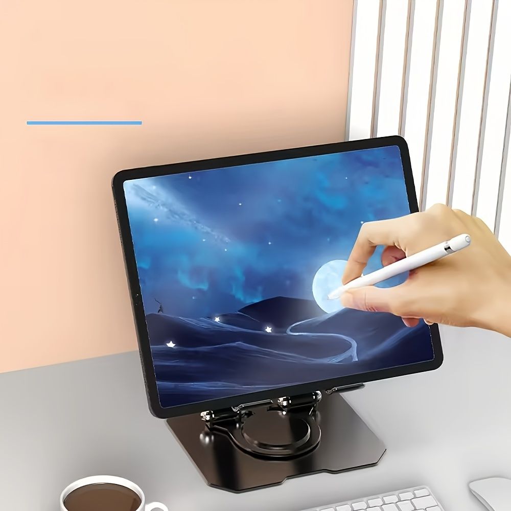 Adjustable flat stand, 360° rotating multi-angle desk stand, foldable and portable, compatible with 10.16-38.1 cm devices