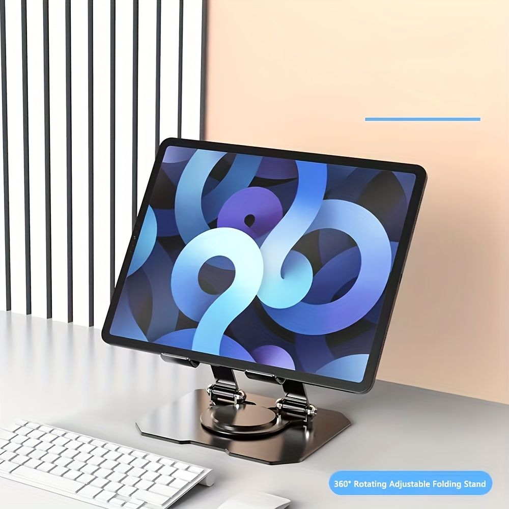 Adjustable flat stand, 360° rotating multi-angle desk stand, foldable and portable, compatible with 10.16-38.1 cm devices