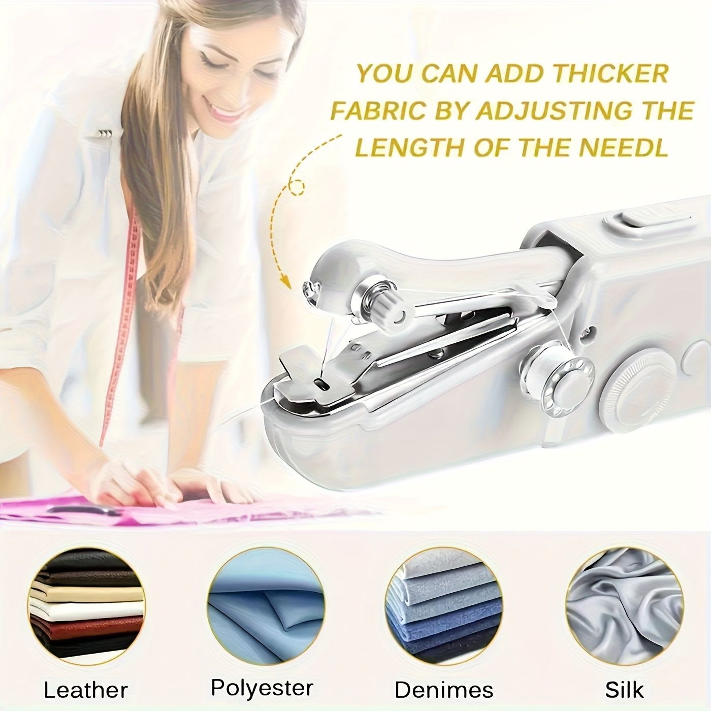 Handheld sewing machine, a mini portable electric sewing machine for quick stitching, suitable for home use, travel, and DIY projects, ideal for beginners