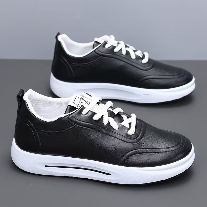 Men’s stylish lace-up casual leather shoes with waterproof soft soles soft uppers and low-top design