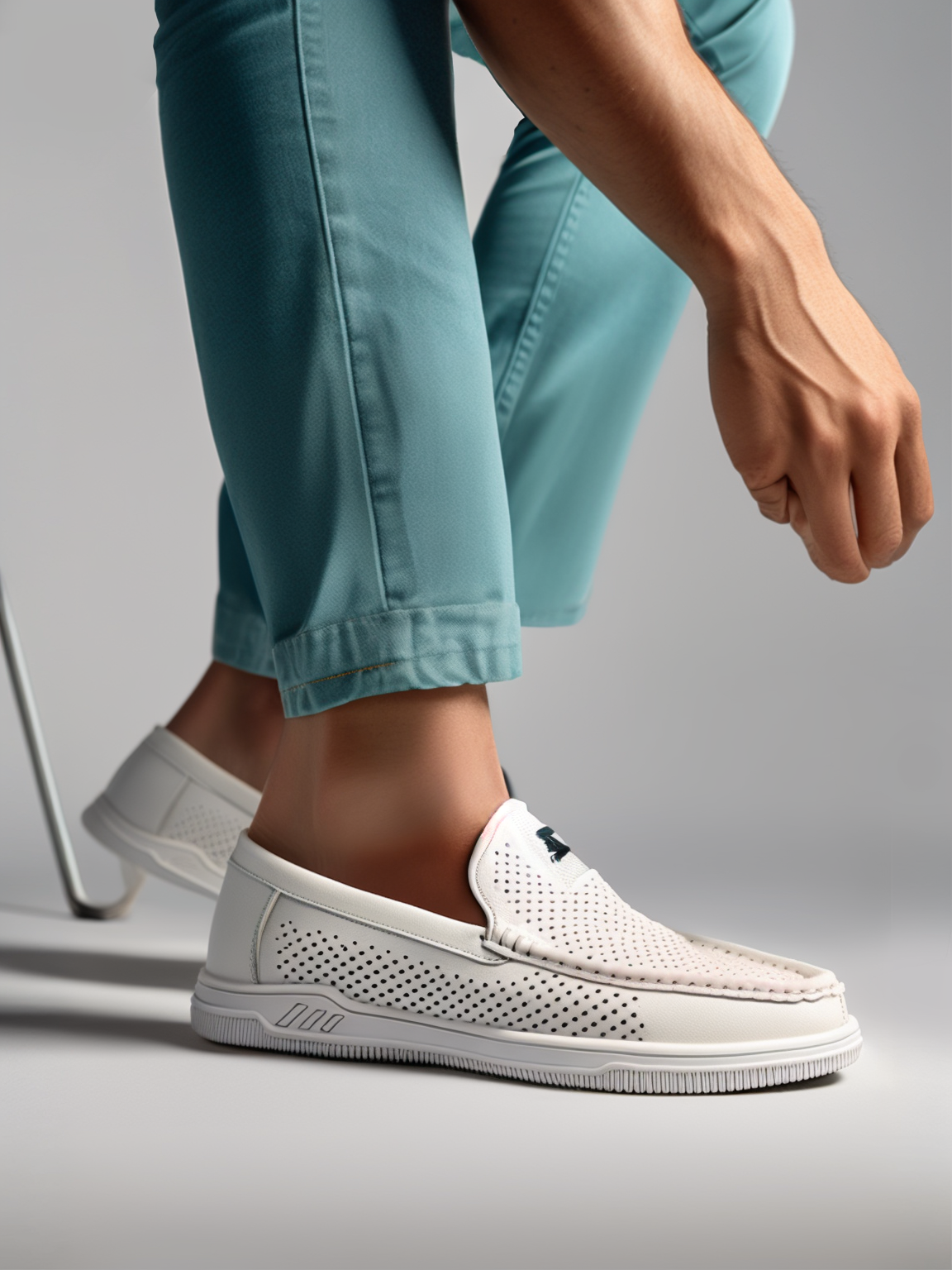 Men's hollowed out lightweight soft soled loafers fashionable and simple casual shoes leather shoes