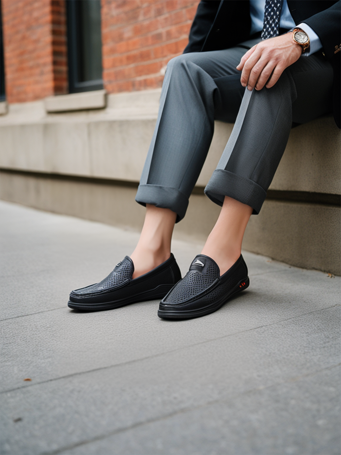 Men's hollowed out lightweight soft soled loafers fashionable and simple casual shoes leather shoes