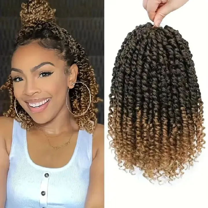 [Hair Bundles-Not a Full Wig] 12-inch|Spring Twist Braiding Hair Extensions Bomb Twist  Wig for Black Women Natural Permeable Odorless Stable Easy to manage Simple Operation for Daily Use