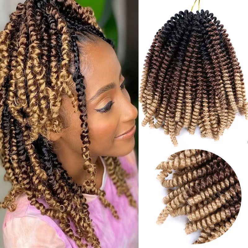[Hair Bundles-Not a Full Wig] 12-inch|Spring Twist Braiding Hair Extensions Bomb Twist  Wig for Black Women Natural Permeable Odorless Stable Easy to manage Simple Operation for Daily Use