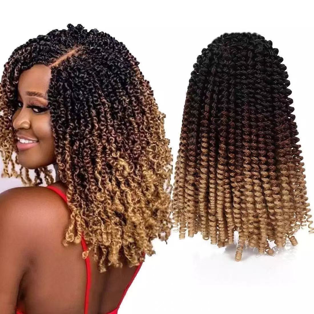 [Hair Bundles-Not a Full Wig] 12-inch|Spring Twist Braiding Hair Extensions Bomb Twist  Wig for Black Women Natural Permeable Odorless Stable Easy to manage Simple Operation for Daily Use
