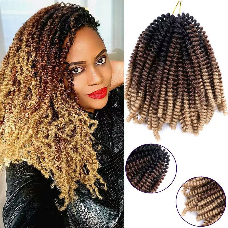[Hair Bundles-Not a Full Wig] 12-inch|Spring Twist Braiding Hair Extensions Bomb Twist  Wig for Black Women Natural Permeable Odorless Stable Easy to manage Simple Operation for Daily Use