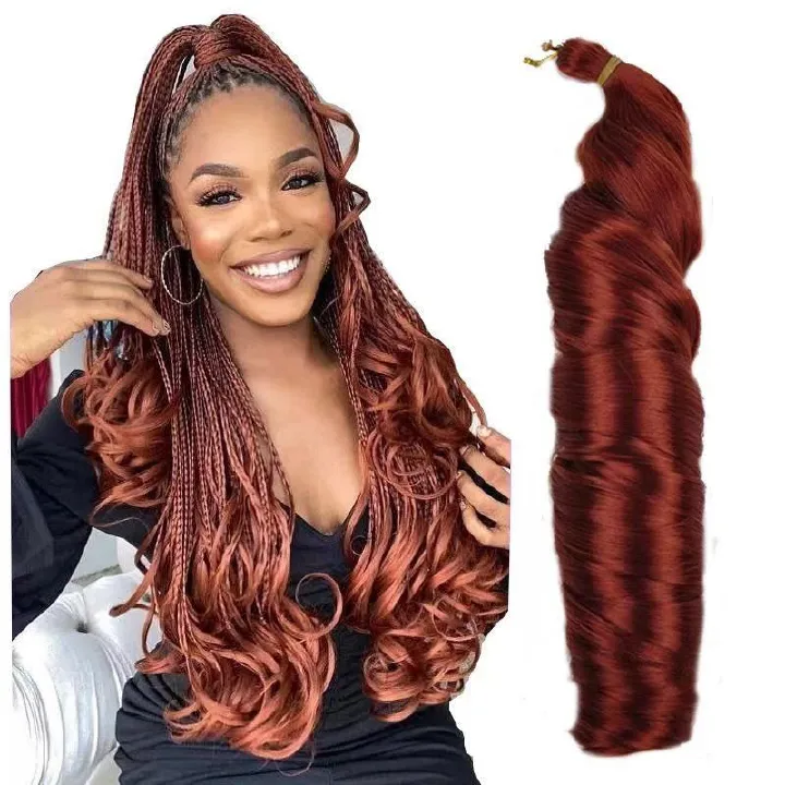 【Hair Extensions 】Braidable smooth crochet wig for Black Women - Can Create Deep Wave Styles - Natural Permeable Odorless Stable Easy to manage Simple Operation for Daily Use【Red-brown 】