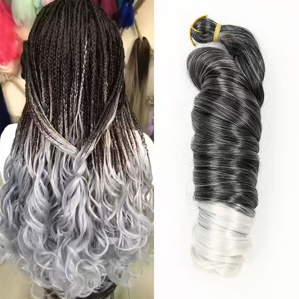 (Hair bundle)Braidable smooth crochet wig for Black Women - Can Create Deep Wave Styles - Natural Permeable Odorless Stable Easy to manage Simple Operation for Daily Use【Gray】