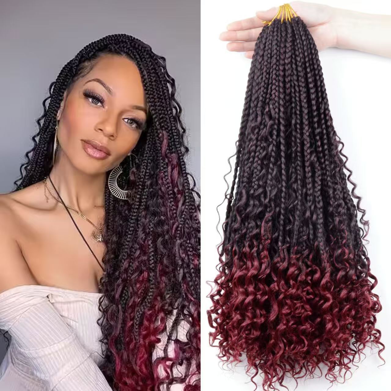 [Hair Bundles-Not a Full Wig] Crochet Wig with Three-Strand Braided Tail, Flower Braid & Rolled Dirty Braid Extensions for African Black Women - Natural Permeable Odorless Stable Easy to manage