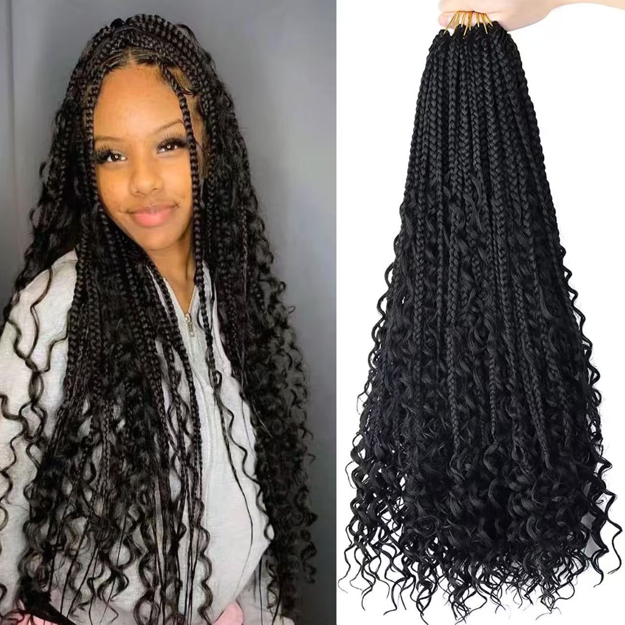 [Hair bundle-Not a Full Wig]Crochet Wig with Three-Strand Braided Tail, Flower Braid & Rolled Dirty Braid Extensions for  Black Women - Natural Permeable Odorless Stable Easy to manage