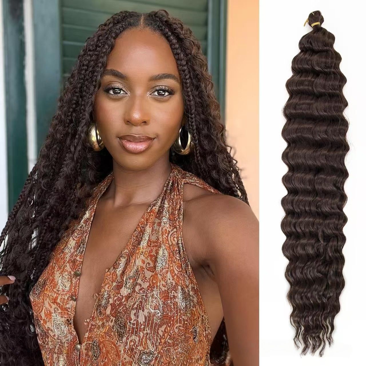 【Hair Extensions 】 Crochet Wig with Three-Strand Braided Tail, Flower Braid & Rolled Dirty Braid Extensions for African Black Women- Natural Permeable Odorless Stable Easy to manage