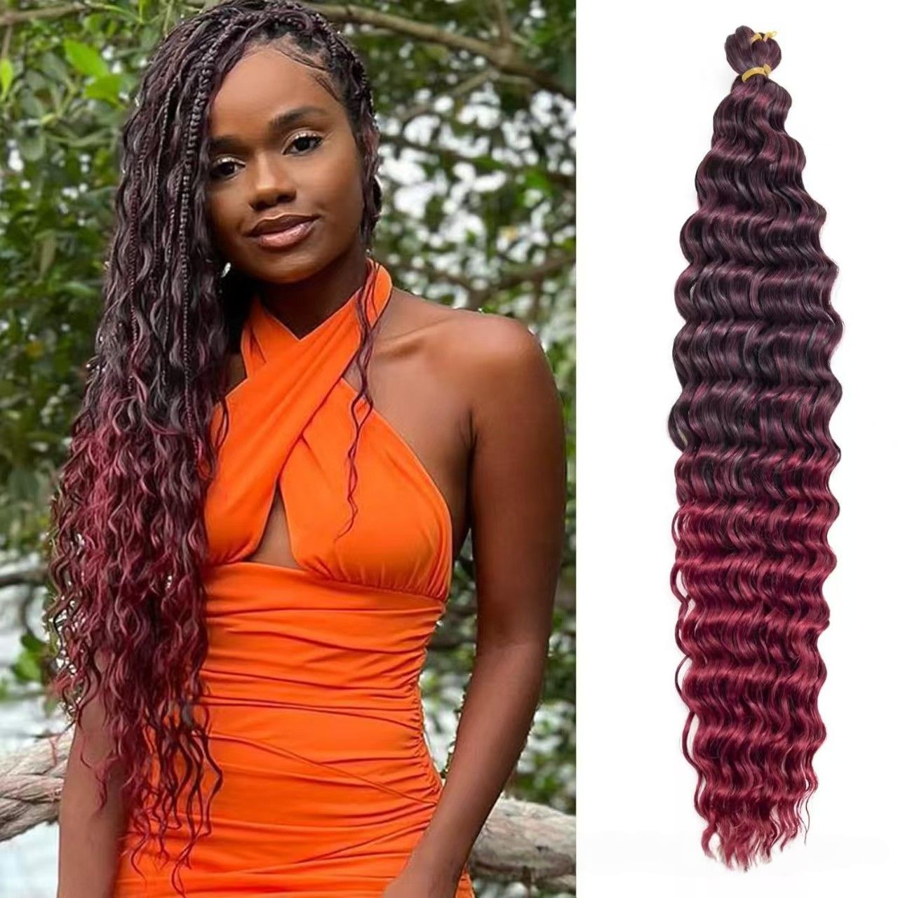 【Hair Extensions 】 Crochet Wig with Three-Strand Braided Tail, Flower Braid & Rolled Dirty Braid Extensions for African Black Women- Natural Permeable Odorless Stable Easy to manage