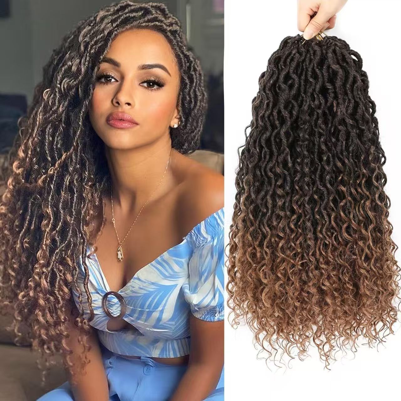 [Hair Bundles-Not a Full Wig] Crochet Wig with Three-Strand Braided Tail, Flower Braid & Rolled Dirty Braid for Black Women - Natural Permeable Odorless Stable Easy to manage Simple Operation