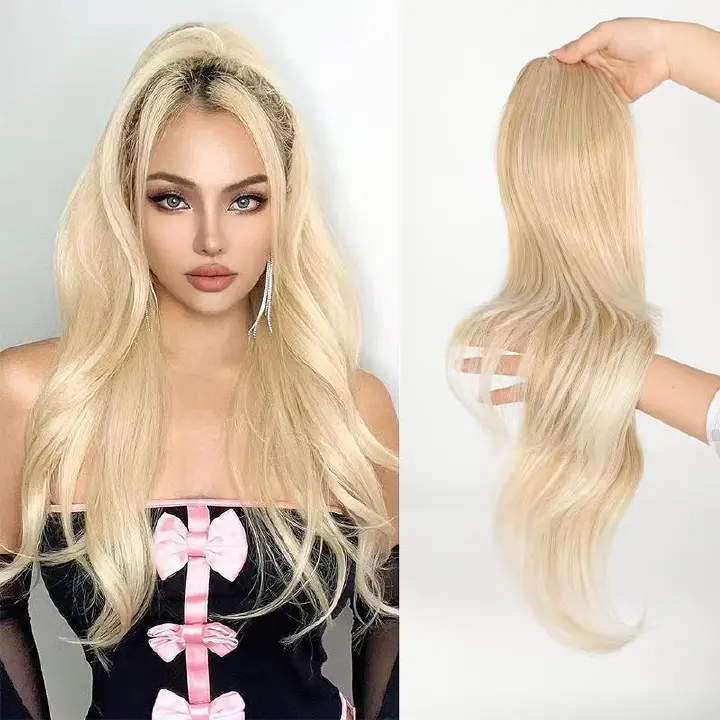 Showcase Unique Charm - Lightly Curled Drawstring Ponytail Wig for Black Women - Natural Permeable Odorless Stable Easy to manage Simple Operation for Daily Use【Gold】【one free gift】