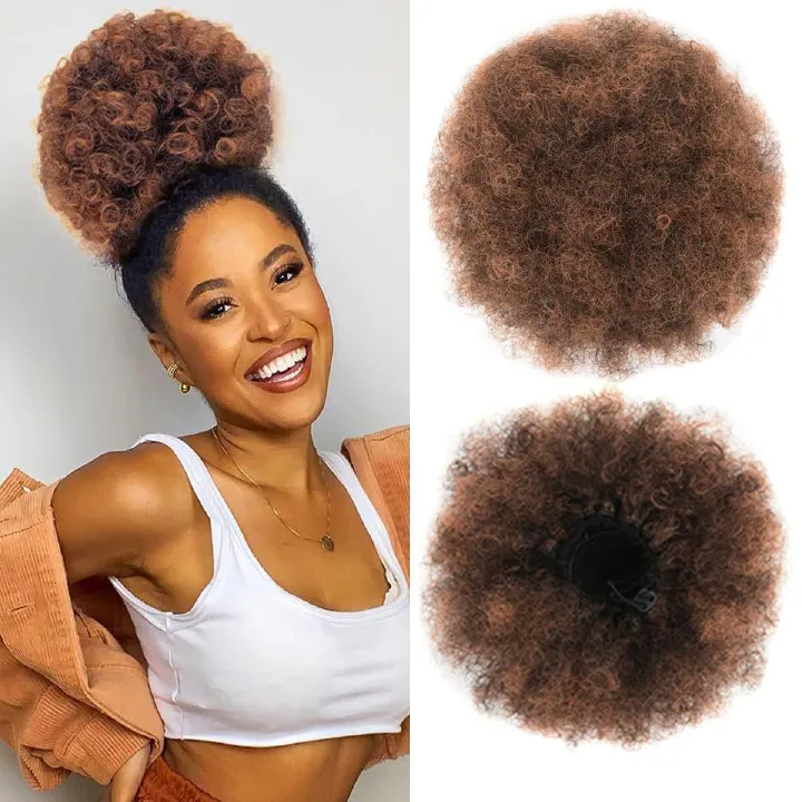 Curly Hair Water Wave Wool Curl Claw Clip Ponytail Wig, High Ponytail Wig Braid- Natural Permeable Odorless Stable Easy to manage Simple Operation for Daily Use【Brown】【one free gift】