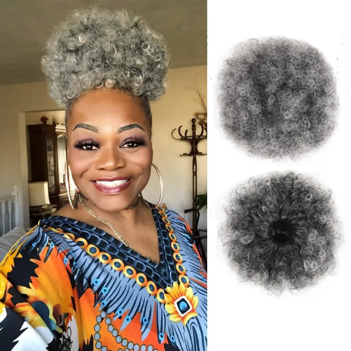 Curly Hair Water Wave Wool Curl Claw Clip Ponytail Wig, High Ponytail Wig Braid- Natural Permeable Odorless Stable Easy to manage Simple Operation for Daily Use【Silver gray】【one free gift】