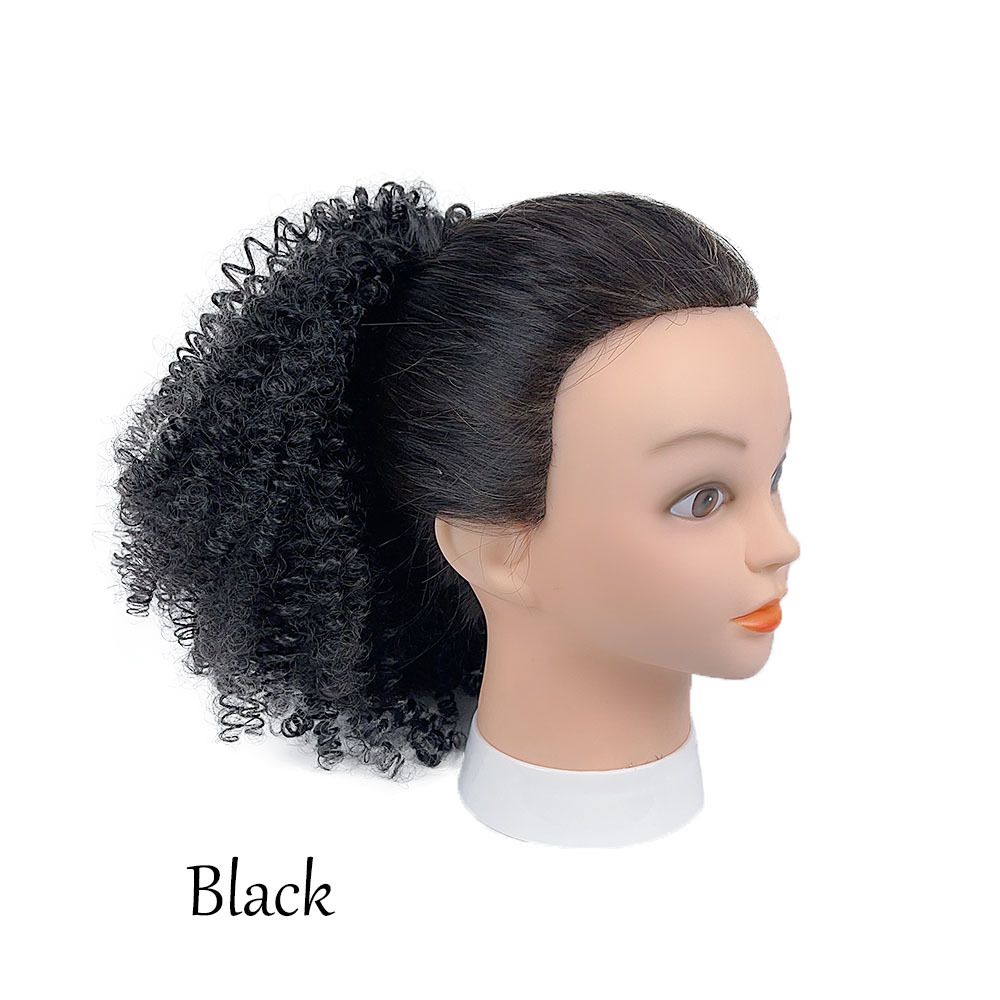 [Hair Bundles-Not a Full Wig] Black Women's Small Curly Puffy Short Wig | Synthetic Fiber Drawstring Hair Bun- Natural Permeable Odorless Stable Easy to manage Simple Operation for Daily Use