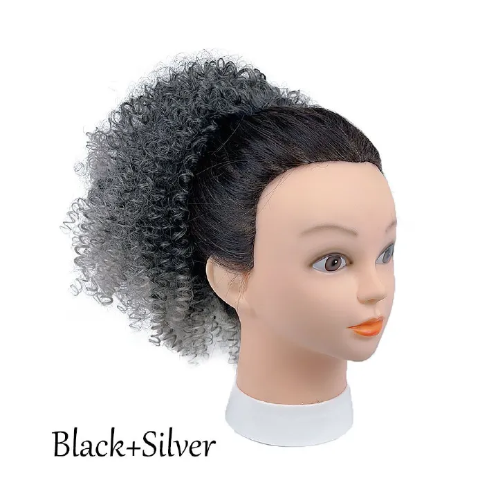 [Hair Bundles-Not a Full Wig] Black Women's Small Curly Puffy Short Wig | Synthetic Fiber Drawstring Hair Bun- Natural Permeable Odorless Stable Easy to manage Simple Operation for Daily Use