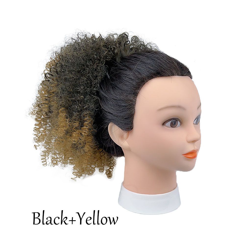 [Hair Bundles-Not a Full Wig] Black Women's Small Curly Puffy Short Wig | Synthetic Fiber Drawstring Hair Bun- Natural Permeable Odorless Stable Easy to manage Simple Operation for Daily Use