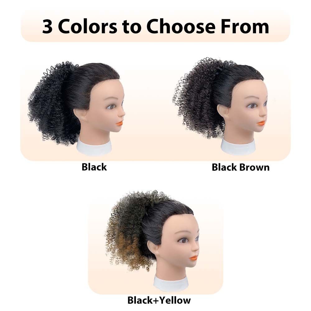 [Hair Bundles-Not a Full Wig] Black Women's Small Curly Puffy Short Wig | Synthetic Fiber Drawstring Hair Bun- Natural Permeable Odorless Stable Easy to manage Simple Operation for Daily Use