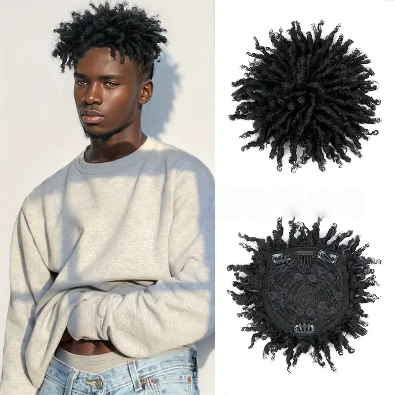 Black Men's 3-Inch Dreadlock Hairpiece | Hip-Hop Short Wig- Natural Permeable Odorless Stable Easy to manage Simple Operation for Daily Use【Black】【one free gift 】