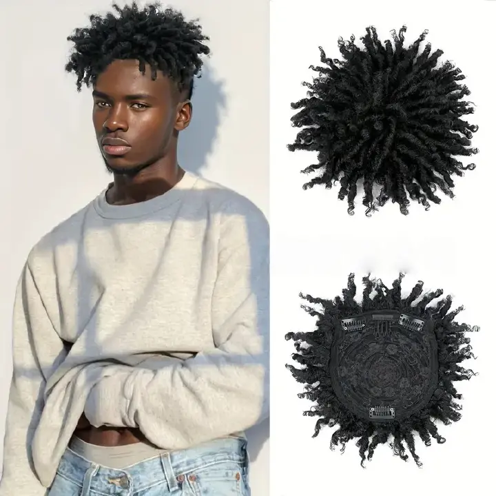 Black Men's 3-Inch Dreadlock Hairpiece | Hip-Hop Short Wig- Natural Permeable Odorless Stable Easy to manage Simple Operation for Daily Use【Black】【one free gift 】