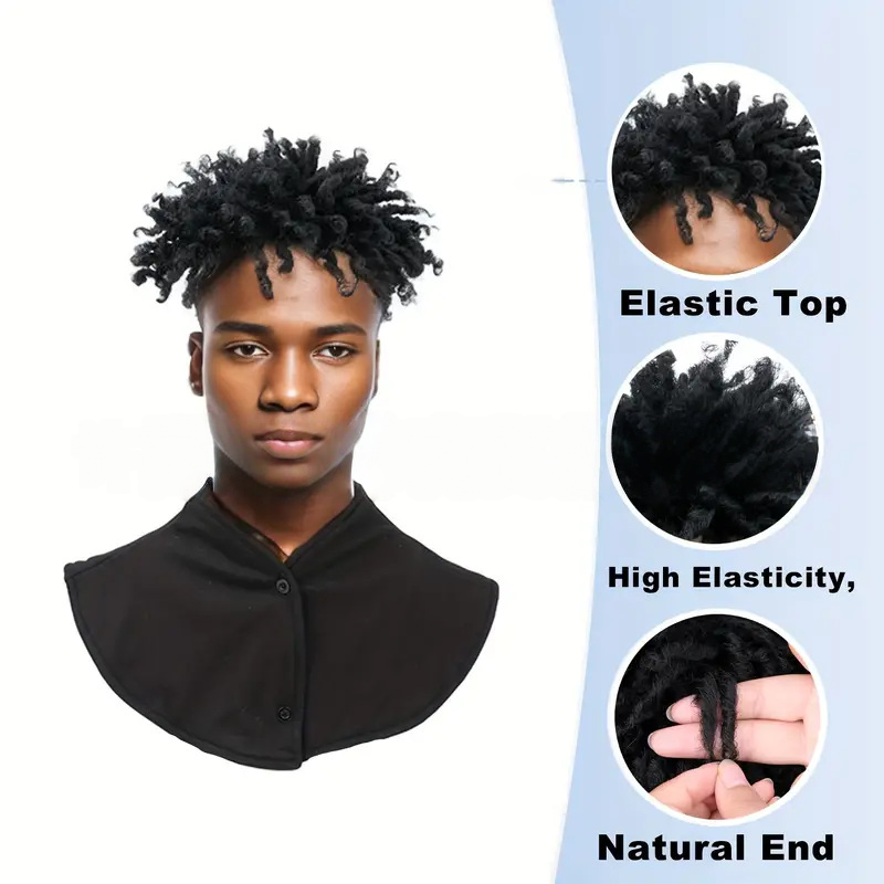 Black Men's 3-Inch Dreadlock Hairpiece | Hip-Hop Short Wig- Natural Permeable Odorless Stable Easy to manage Simple Operation for Daily Use【Black】【one free gift 】