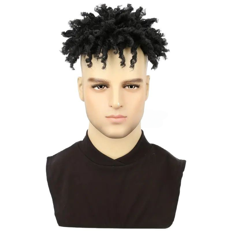 Black Men's 3-Inch Dreadlock Hairpiece | Hip-Hop Short Wig- Natural Permeable Odorless Stable Easy to manage Simple Operation for Daily Use【Black】【one free gift 】