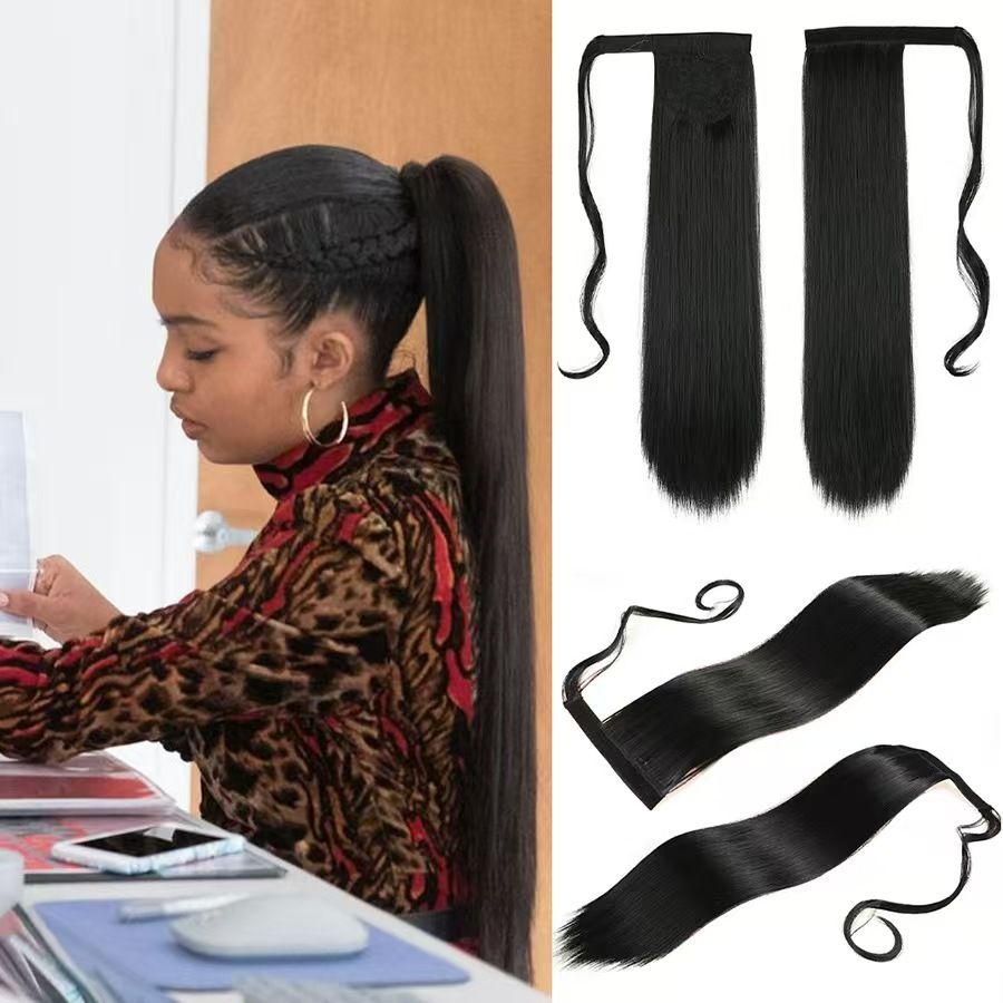 Braidable Matte Long Straight Ponytail Wigs for Black Women- Natural Permeable Odorless Stable Easy to manage Simple Operation for Daily Use【One free gift】