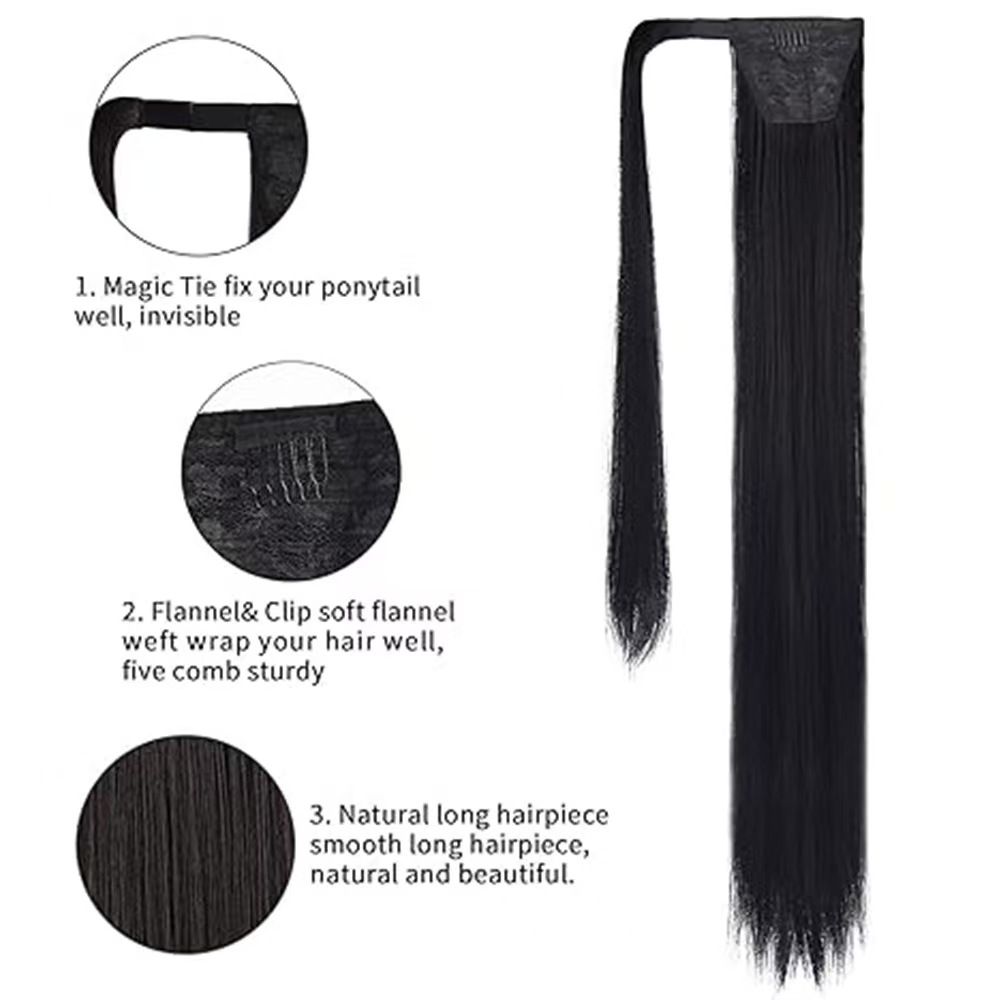 Braidable Matte Long Straight Ponytail Wigs for Black Women- Natural Permeable Odorless Stable Easy to manage Simple Operation for Daily Use【One free gift】