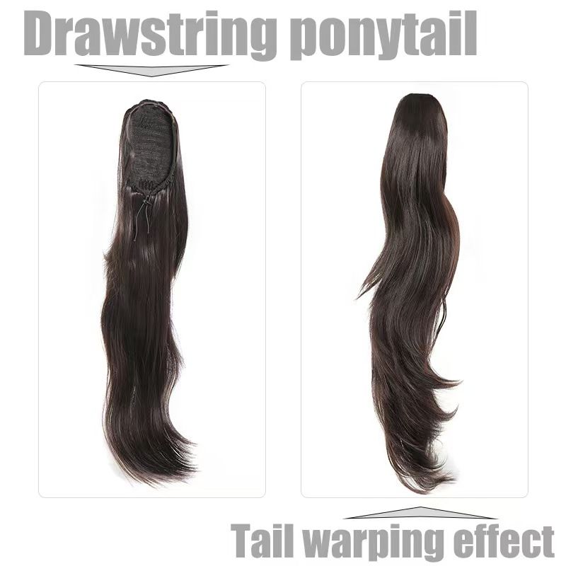 Showcase Unique Charm - Lightly Curled Drawstring Ponytail Wig for Black Women - Natural Permeable Odorless Stable Easy to manage Simple Operation for Daily Use【Gold】【one free gift】