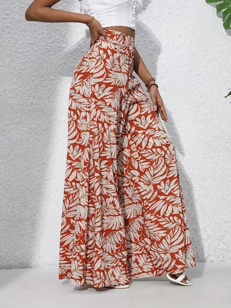 Printed Casual High - Waist Wide - Leg Straight - Cut Pants Designed for Black Women: Perfectly Flatter the Figure, Create a Golden Proportion - Wrinkle - Resistant, Smooth & Natural Silhouette, Skin