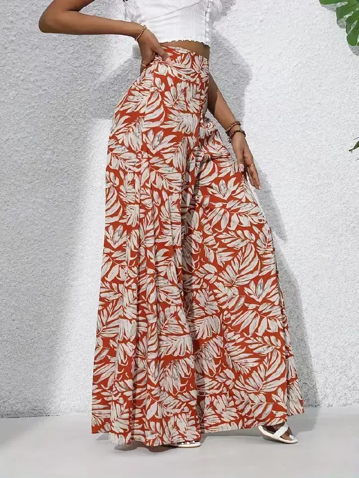Printed Casual High - Waist Wide - Leg Straight - Cut Pants Designed for Black Women: Perfectly Flatter the Figure, Create a Golden Proportion - Wrinkle - Resistant, Smooth & Natural Silhouette, Skin