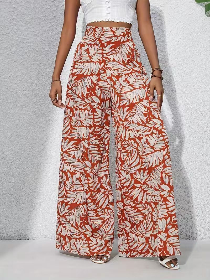 Printed Casual High - Waist Wide - Leg Straight - Cut Pants Designed for Black Women: Perfectly Flatter the Figure, Create a Golden Proportion - Wrinkle - Resistant, Smooth & Natural Silhouette, Skin
