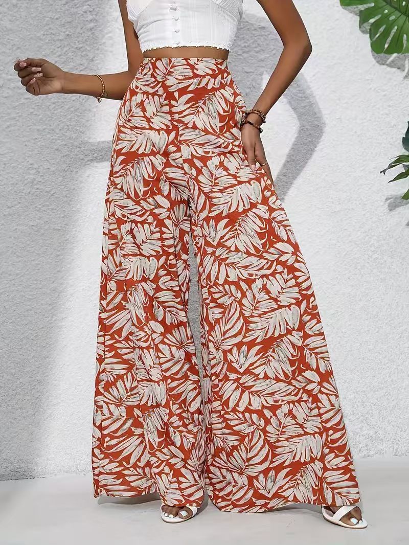 Printed Casual High - Waist Wide - Leg Straight - Cut Pants Designed for Black Women: Perfectly Flatter the Figure, Create a Golden Proportion - Wrinkle - Resistant, Smooth & Natural Silhouette, Skin