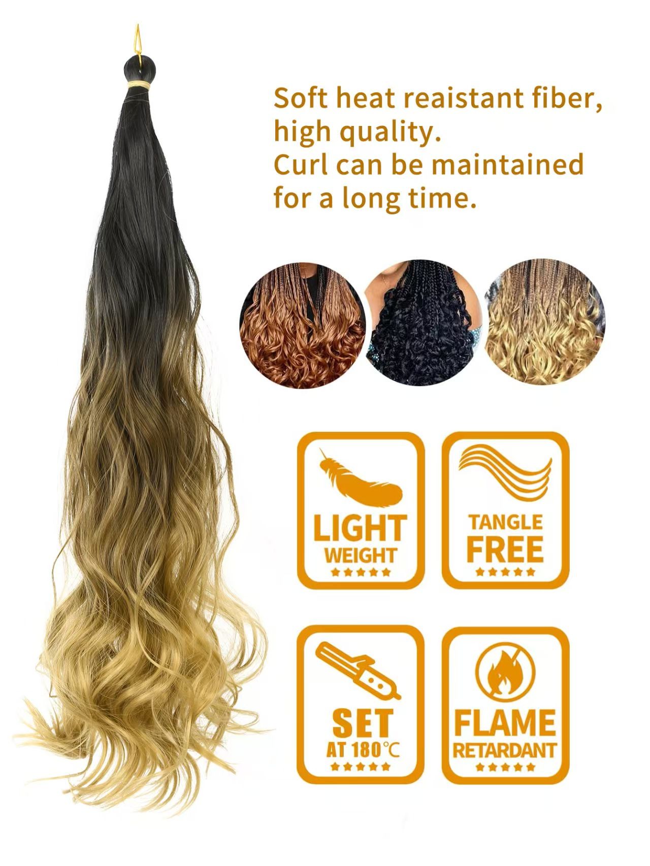 [Hair Bundles] Custom-made braidable smooth crochet hair bundles for African women – creates deep wave style – natural, breathable, odorless, stable, easy to manage, simple to use for daily wear