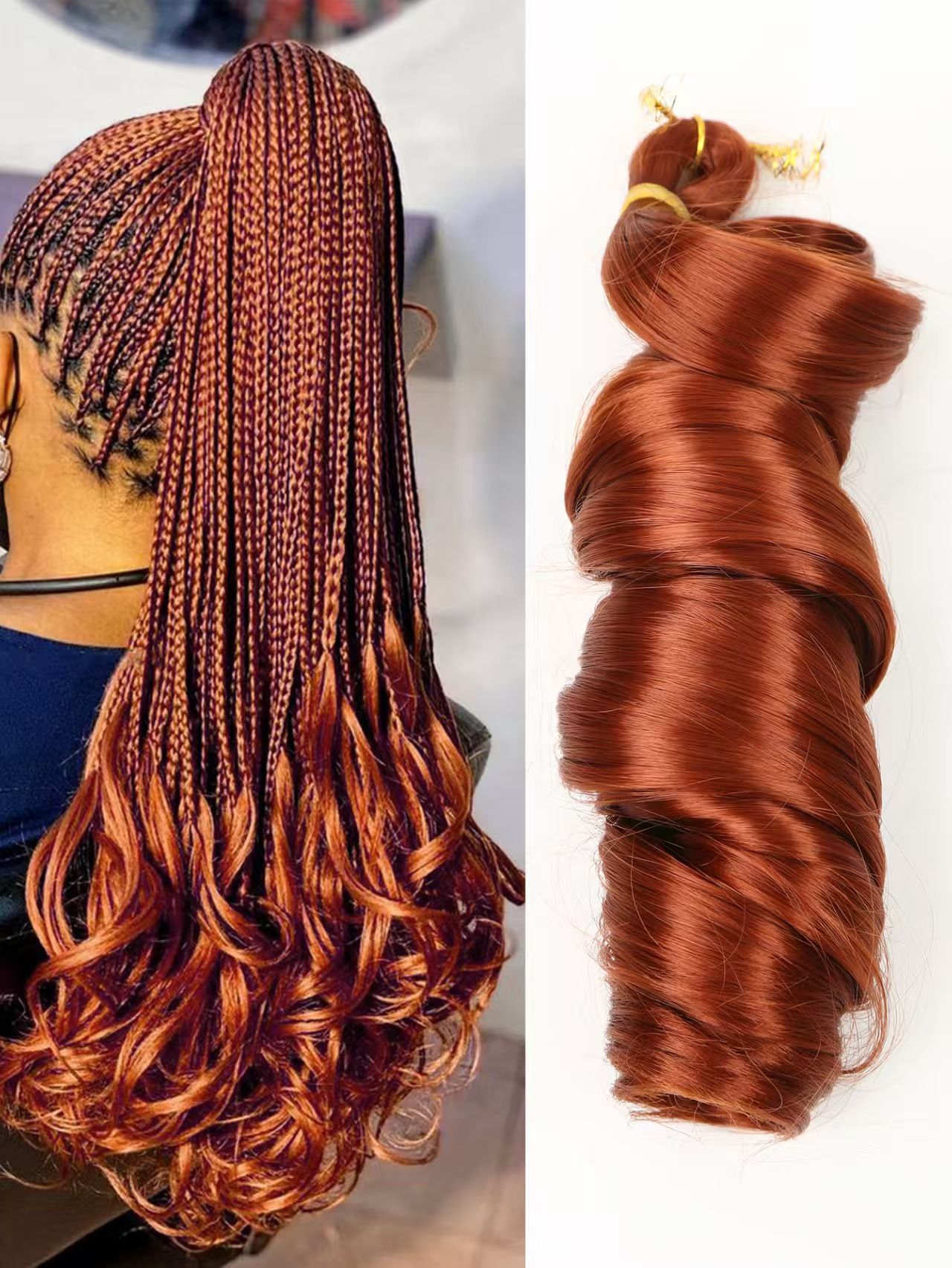 【Hair Extensions 】Braidable smooth crochet wig for Black Women - Can Create Deep Wave Styles - Natural Permeable Odorless Stable Easy to manage Simple Operation for Daily Use【Red-brown 】