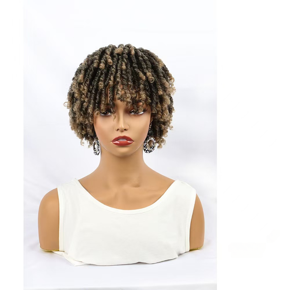 6-inch-Unisex Synthetic Braided Hairpieces Designed for African People-Natural Afro Wigs- Natural Permeable Odorless Stable Easy to manage Simple Operation for Daily Use