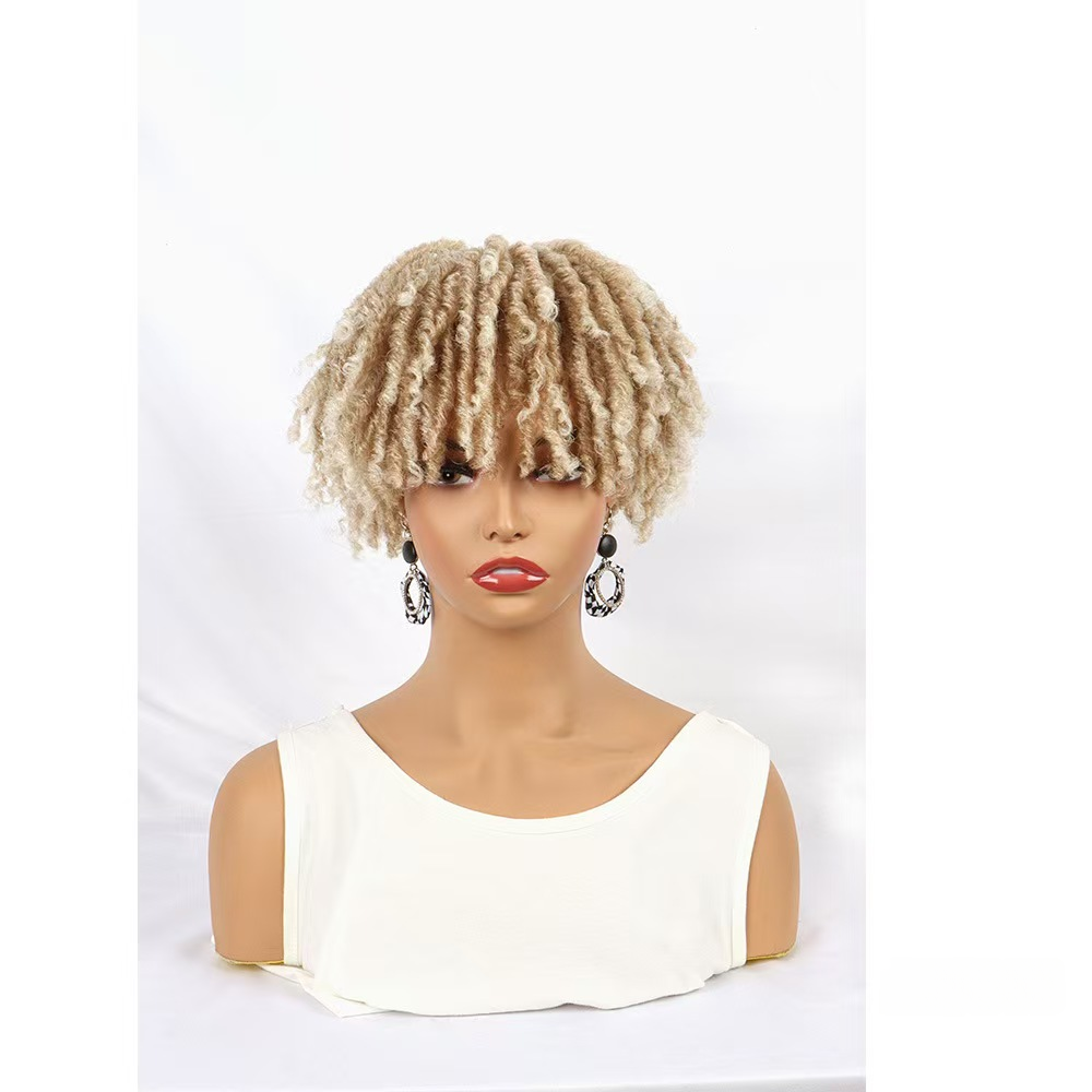 6-inch-Unisex Synthetic Braided Hairpieces Designed for African People-Natural Afro Wigs- Natural Permeable Odorless Stable Easy to manage Simple Operation for Daily Use