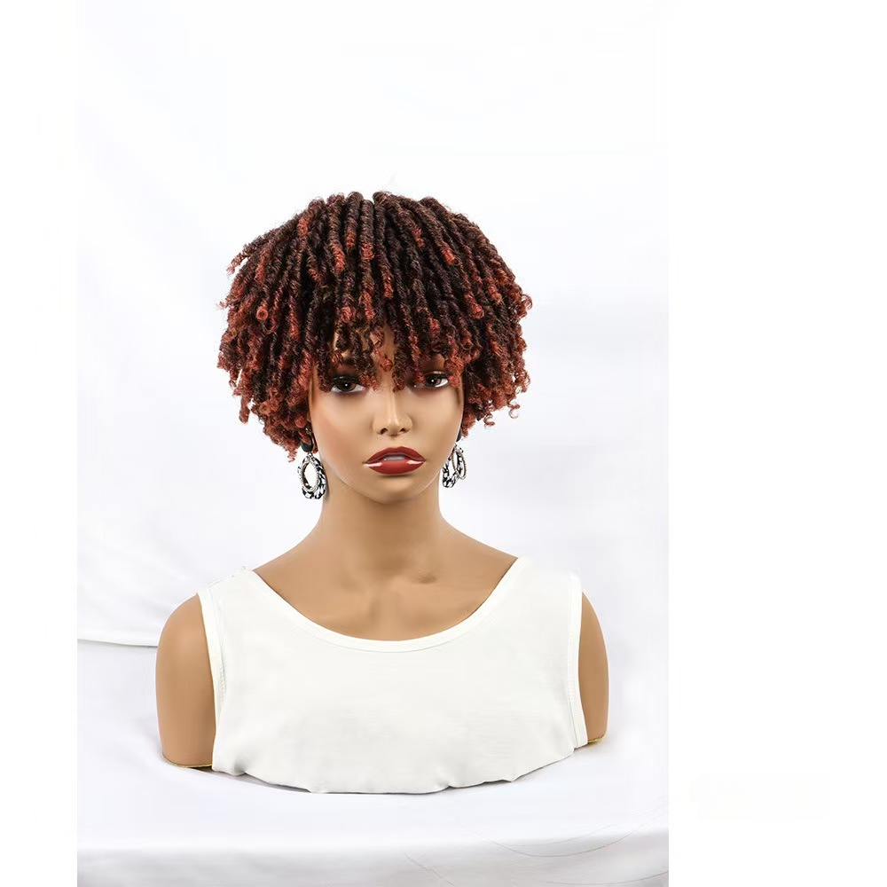 6-inch-Unisex Synthetic Braided Hairpieces Designed for African People-Natural Afro Wigs- Natural Permeable Odorless Stable Easy to manage Simple Operation for Daily Use