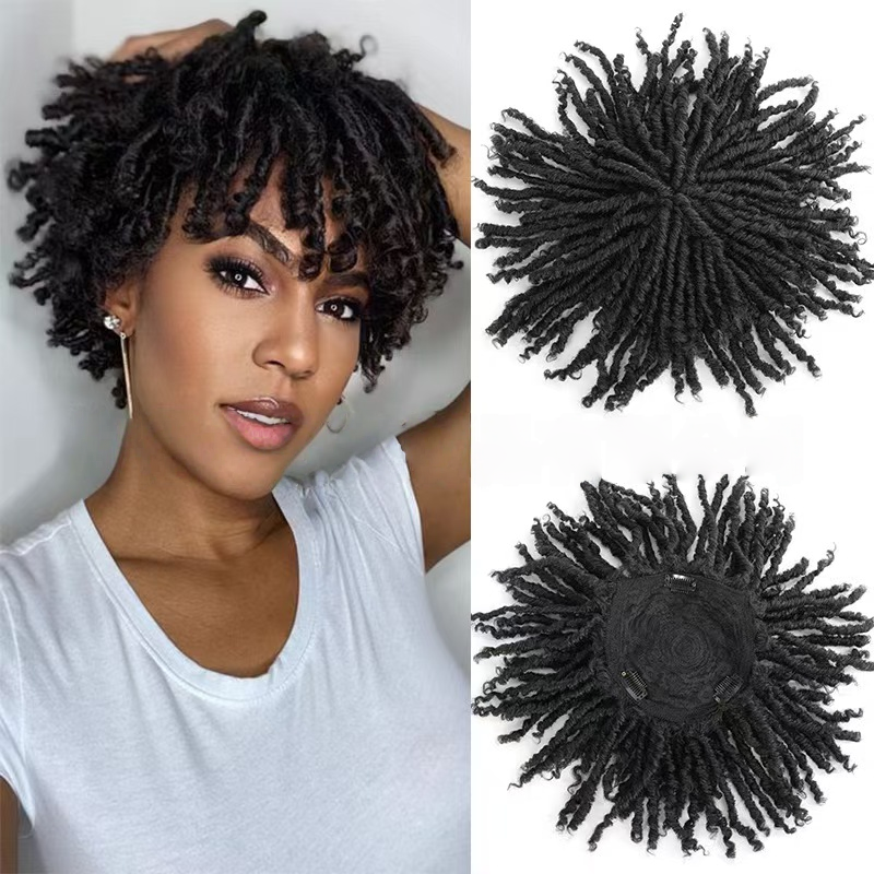 6-inch-Unisex Synthetic Braided Hairpieces Designed for African People-Natural Afro Wigs- Natural Permeable Odorless Stable Easy to manage Simple Operation for Daily Use