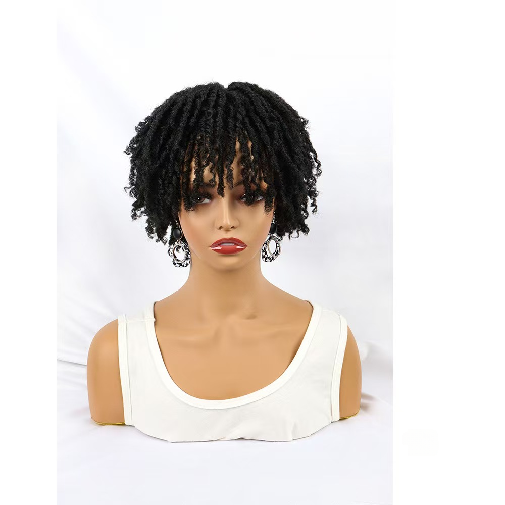 6-inch-Unisex Synthetic Braided Hairpieces Designed for African People-Natural Afro Wigs- Natural Permeable Odorless Stable Easy to manage Simple Operation for Daily Use