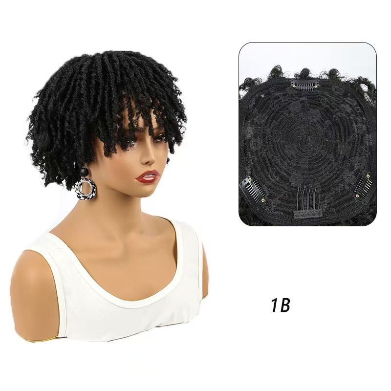 6-inch-Unisex Synthetic Braided Hairpieces Designed for African People-Natural Afro Wigs- Natural Permeable Odorless Stable Easy to manage Simple Operation for Daily Use